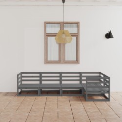 5-tlg. Garten-Lounge-Set Grau Massivholz Kiefer