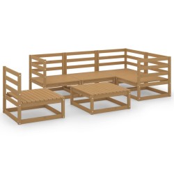 6-tlg. Garten-Lounge-Set Honigbraun Massivholz Kiefer