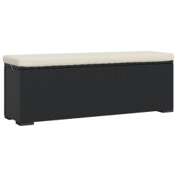 Hockerbank mit Sitzkissen Schwarz 110x30x40 cm Poly Rattan