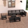 9-tlg. Garten-Lounge-Set Schwarz Massivholz Kiefer