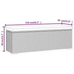 Hockerbank mit Sitzkissen Schwarz 110x30x40 cm Poly Rattan