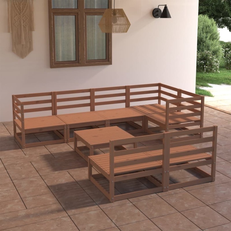 8-tlg. Garten-Lounge-Set Honigbraun Massivholz Kiefer