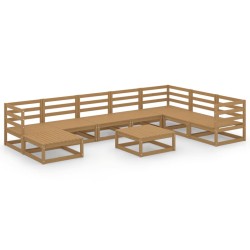 9-tlg. Garten-Lounge-Set Honigbraun Massivholz Kiefer