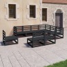 9-tlg. Garten-Lounge-Set Schwarz Massivholz Kiefer