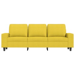 3-Sitzer-Sofa mit Hocker Hellgelb 180 cm Stoff