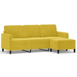 3-Sitzer-Sofa mit Hocker Gelb 180 cm Samt