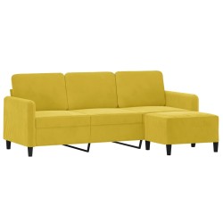 3-Sitzer-Sofa mit Hocker Gelb 180 cm Samt