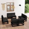 9-tlg. Garten-Lounge-Set mit Kissen Massivholz Kiefer