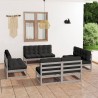 8-tlg. Garten-Lounge-Set mit Kissen Kiefer Massivholz