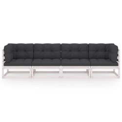 4-Sitzer-Gartensofa mit Kissen Kiefer Massivholz