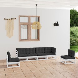 6-tlg. Garten-Lounge-Set mit Kissen Kiefer Massivholz