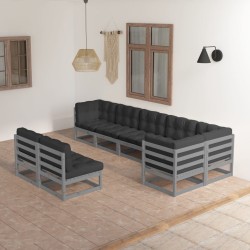 8-tlg. Garten-Lounge-Set mit Kissen Massivholz Kiefer