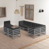 8-tlg. Garten-Lounge-Set mit Kissen Massivholz Kiefer