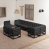 9-tlg. Garten-Lounge-Set mit Kissen Massivholz Kiefer