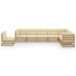 8-tlg Garten-Lounge-Set mit Kissen Honigbraun Massivholz Kiefer