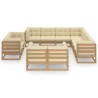 12-tlg. Garten-Lounge-Set mit Kissen Honigbraun Massivholz