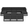 11-tlg. Garten-Lounge-Set mit Kissen Schwarz Kiefer Massivholz