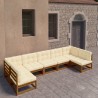 7-tlg Garten-Lounge-Set mit Kissen Honigbraun Massivholz Kiefer