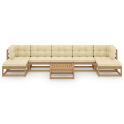 8-tlg Garten-Lounge-Set mit Kissen Honigbraun Massivholz Kiefer