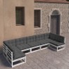 7-tlg. Garten-Lounge-Set mit Kissen Weiß Massivholz Kiefer