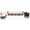 8-tlg. Garten-Lounge-Set Poly Rattan Eukalyptusholz Schwarz