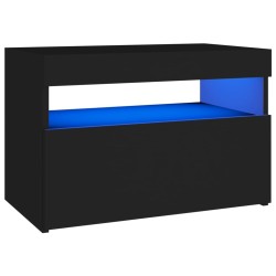 Nachttisch mit LED-Leuchten Schwarz 60x35x40 cm Holzwerkstoff