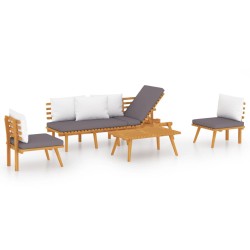 4-tlg. Garten-Lounge-Set mit Kissen Massivholz Akazie