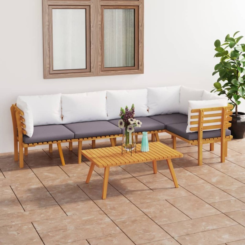 6-tlg. Garten-Lounge-Set mit Kissen Massivholz Akazie