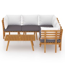 6-tlg. Garten-Lounge-Set mit Kissen Massivholz Akazie