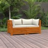 2-Sitzer-Gartensofa mit Kissen Massivholz Akazie