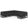 8-tlg. Garten-Lounge-Set mit Kissen Schwarz Massivholz Kiefer