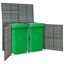 Mülltonnenbox für 2 Tonnen Poly Rattan Anthrazit 148×77×111 cm