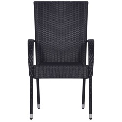 Stapelbare Gartenstühle 2 Stk. Poly Rattan Schwarz