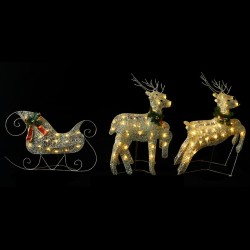 LED-Rentier mit Schlitten Weihnachtsdeko 100 LEDs Outdoor Gold