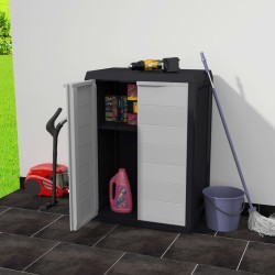 Gartenschrank mit 1 Boden Schwarz und Grau