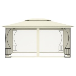 Pavillon mit Netz 300x400x265 cm Creme