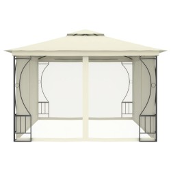 Pavillon mit Netz 300x400x265 cm Creme