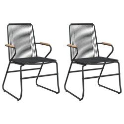 Gartenstühle 2 Stk. Schwarz 58x59x85,5 cm PVC Rattan