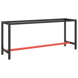 Werkbankgestell Mattschwarz und Mattrot 190x50x79 cm Metall