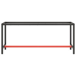 Werkbankgestell Mattschwarz und Mattrot 190x50x79 cm Metall