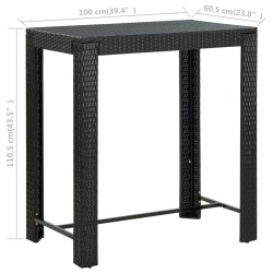 Garten-Bartisch Schwarz 100x60,5x110,5 cm Poly Rattan