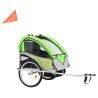 2-in-1 Fahrradanhänger und Kinderwagen Grün und Grau