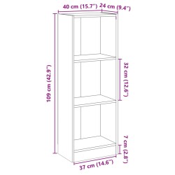 Bücherregal 3 Fächer Schwarz 40x24x108 cm Holzwerkstoff