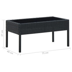 Gartentisch Schwarz 75x40x37 cm Poly Rattan