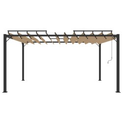 Pergola mit Lamellendach 3x4 m Taupe Stoff und Aluminium