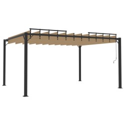 Pergola mit Lamellendach 3x4 m Taupe Stoff und Aluminium