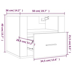 Wand-Nachttische 2 Stk. Schwarz 50x36x40 cm