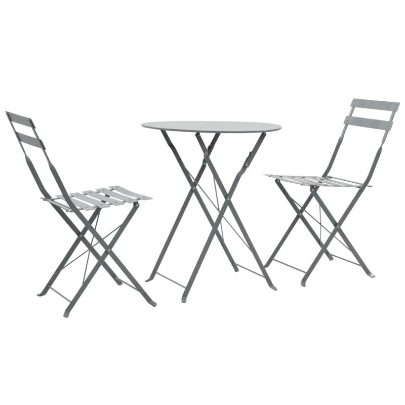 3-tlg. Bistro-Set Stahl Grau