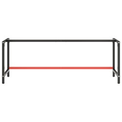 Werkbankgestell Mattschwarz und Mattrot 220x57x79 cm Metall