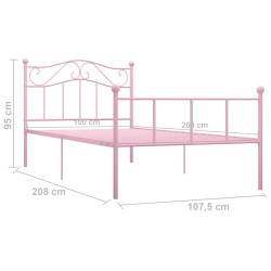 Bettgestell Rosa Metall 100 × 200 cm